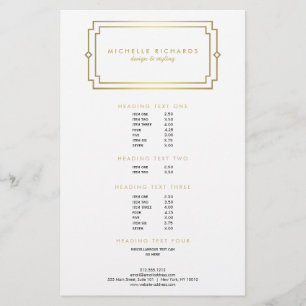 Elegant Art Deco Professionell Vit/Guld Flygblad