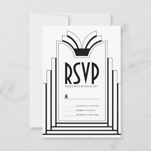 Elegant Art Deco Ram Retro Bröllop OSA Card Kort (Framsida)