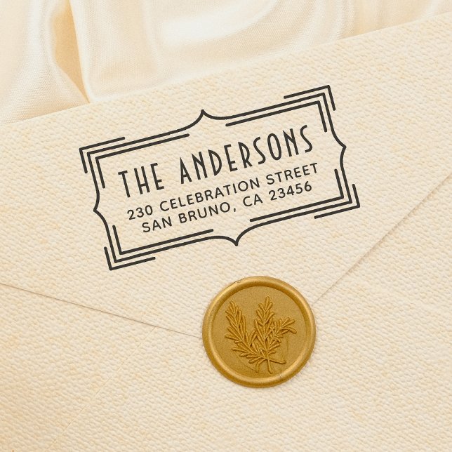 Elegant Art Deco Ram | Returadress av Anpassningsb Självfärgande Stämpel (Skapare uppladdad)