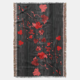 Elegant Art Deco Red-Blommigt med svart Rand Mysfilt