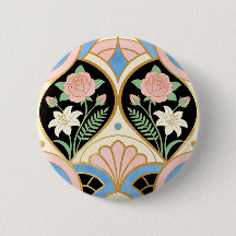 Elegant Art Deco Rosa Rosor & Liljor Blommig