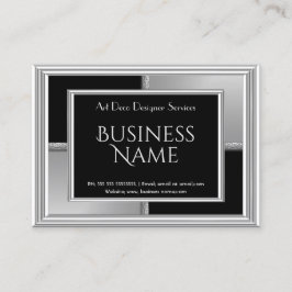 Elegant Art Deco Silver Black Geometrical Metall Visitkort