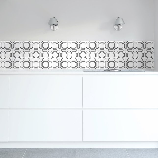 Elegant Art Deco Simple Geometric Black White Kakelplatta (Skapare uppladdad)