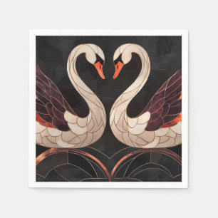 Elegant Art Deco Svanar bildar ett hjärta Pappersservett