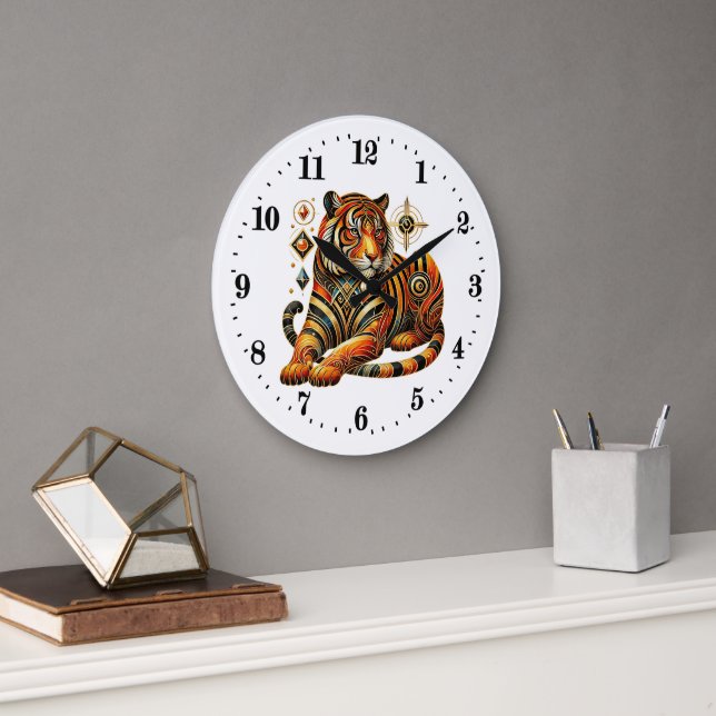 Elegant art deco tiger stor klocka (Kontor)