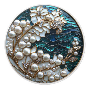 Elegant Art Deco vita pärldiamanter Knopp