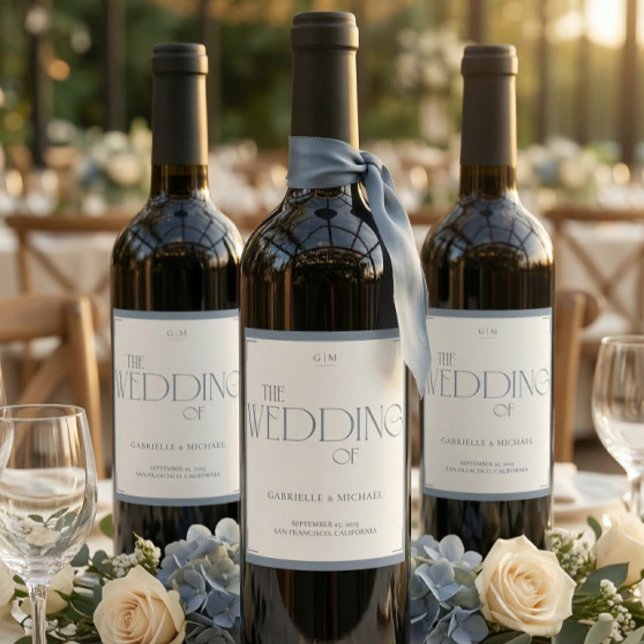 Elegant Art Deco Wedding Welcome Sign Vinflaska Etikett (Skapare uppladdad)