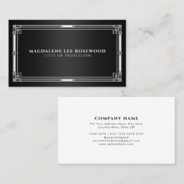 Elegant Art Deco White Ram på Black Visitkort