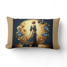 Elegant Art Deco Woman i Guld och Blue