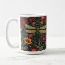 Elegant art nouveau Autumn floral Dragonfly