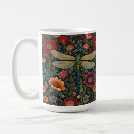 Elegant art nouveau Autumn floral Dragonfly Kaffemugg