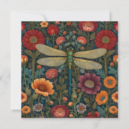 Elegant art nouveau Autumn floral Dragonfly Kort