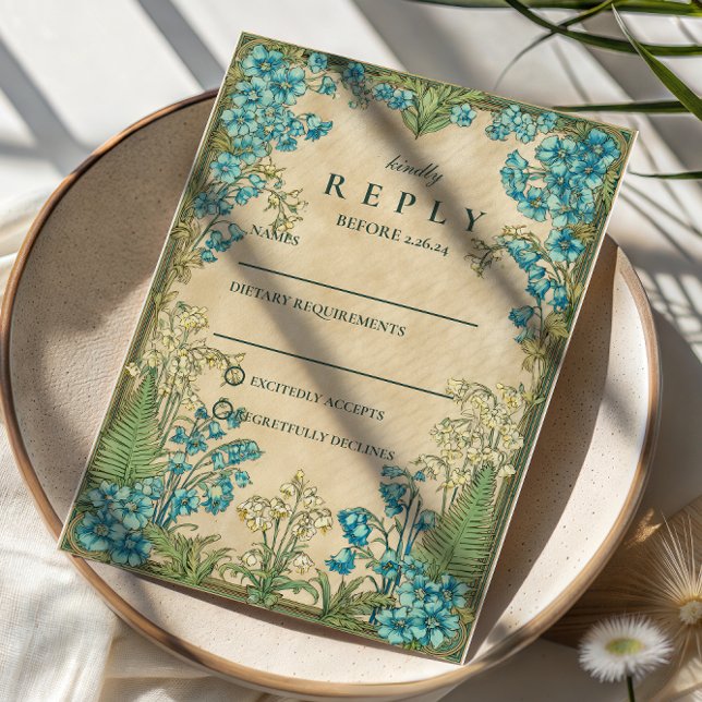 Elegant Art Nouveau Blommig Bröllop OSA Kort (Skapare uppladdad)