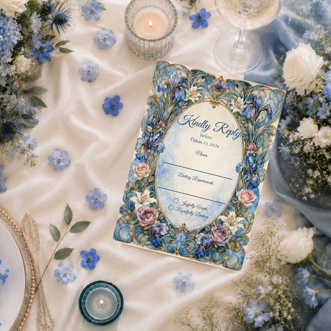 Elegant Art Nouveau Blommig Bröllop OSA Kort (Skapare uppladdad)