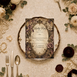 Elegant Art Nouveau Blommig Bröllop OSA Kort