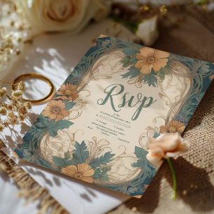 Elegant Art Nouveau Blommig Bröllop OSA Kort