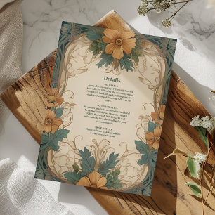Elegant Art Nouveau Blommig Bröllop Tilläggskort