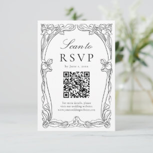 Elegant Art Nouveau Blommig QR-kod Bröllop OSA Kort