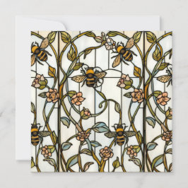 Elegant art nouveau botanical  bee stain glass inbjudningar