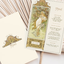 Elegant Art nouveau Bröllop Middag Menu Mucha Inbjudningar