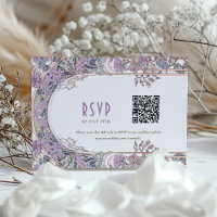 Elegant Art nouveau-Bröllop OSA-kort med QR-kod