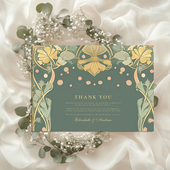 Elegant Art nouveau Bröllop Tack Kort (Skapare uppladdad)