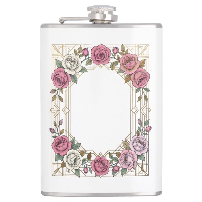 Elegant Art Nouveau Bröllops Ram Ram för Rosor Fickplunta (Framsidan)