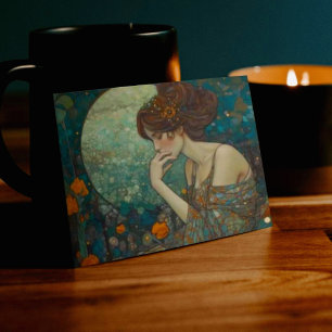 Elegant Art nouveau Dam i Moonlight Kort