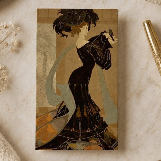 Elegant Art Nouveau-dam  Visitkort (Skapare uppladdad)