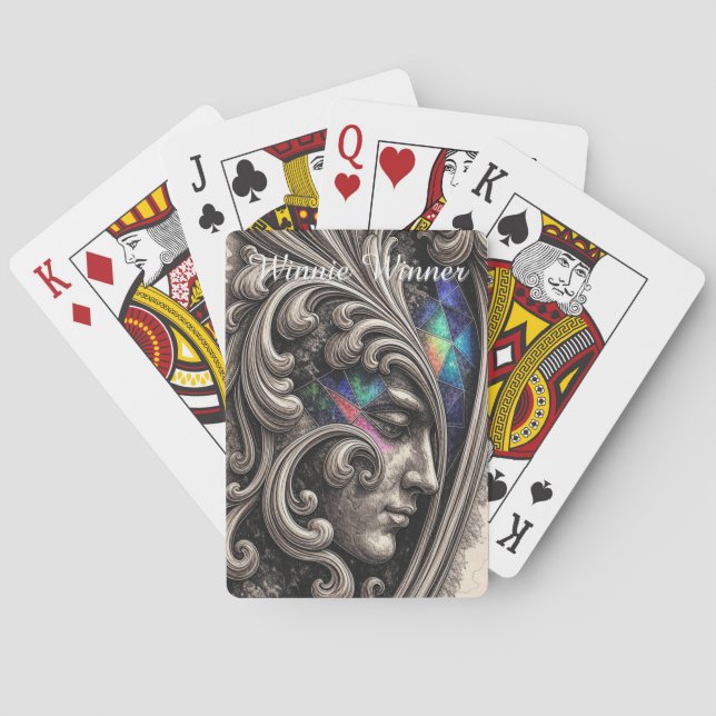 Elegant Art Nouveau Face "Winnie Winner" Casinokort (Baksidan)