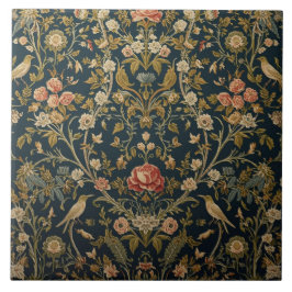 Elegant Art Nouveau Floral Bird Vintage Botanical Kakelplatta