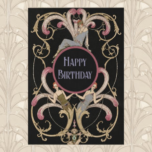 Elegant Art Nouveau födelsedagskort med vintage