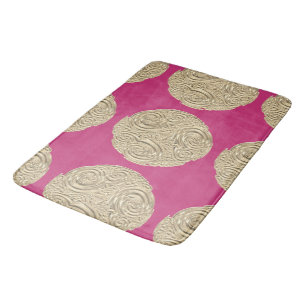 Elegant art nouveau fuschia rosa medallion badrumsmatta