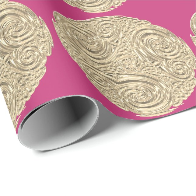 Elegant art nouveau fuschia rosa medallion presentpapper (Rullad Hörn)
