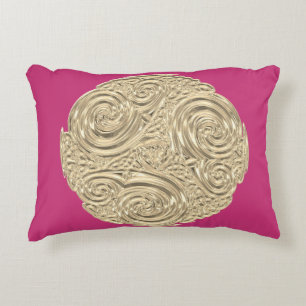 Elegant art nouveau fuschia rosa medallion prydnadskudde