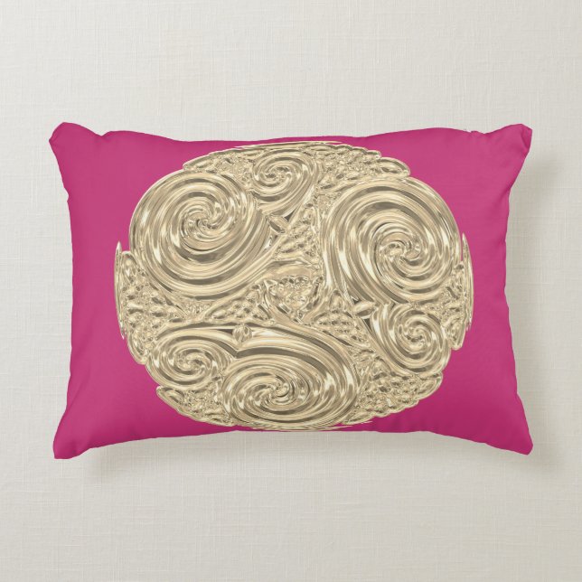 Elegant art nouveau fuschia rosa medallion prydnadskudde (Framsidan)