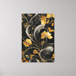 Elegant Art nouveau Golden Flora Canvastryck