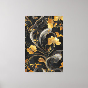 Elegant Art nouveau Golden Flora Canvastryck