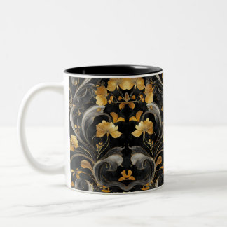 Elegant Art nouveau Golden Flora Två-Tonad Mugg