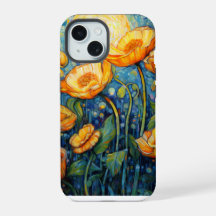 Elegant Art nouveau Golden Gult Poppy Mosaic