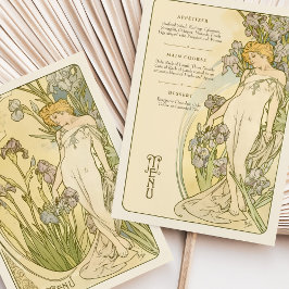 Elegant Art nouveau Iris Blommigt Goddess Menu-kor Inbjudningar