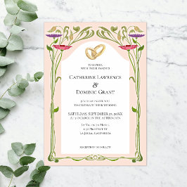 Elegant Art nouveau med Ringar bröllopsinbjudan Inbjudningar