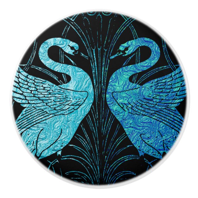 elegant art nouveau, metallisk teal och svart, knopp (Framsidan)