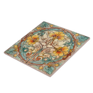 elegant art nouveau mönster kakelplatta