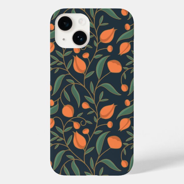 Elegant Art nouveau Orange Blommigt Hand plockade (Baksida)