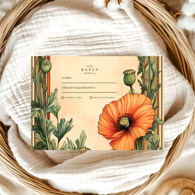 Elegant Art Nouveau-poppelbröllop OSA Kort (Skapare uppladdad)