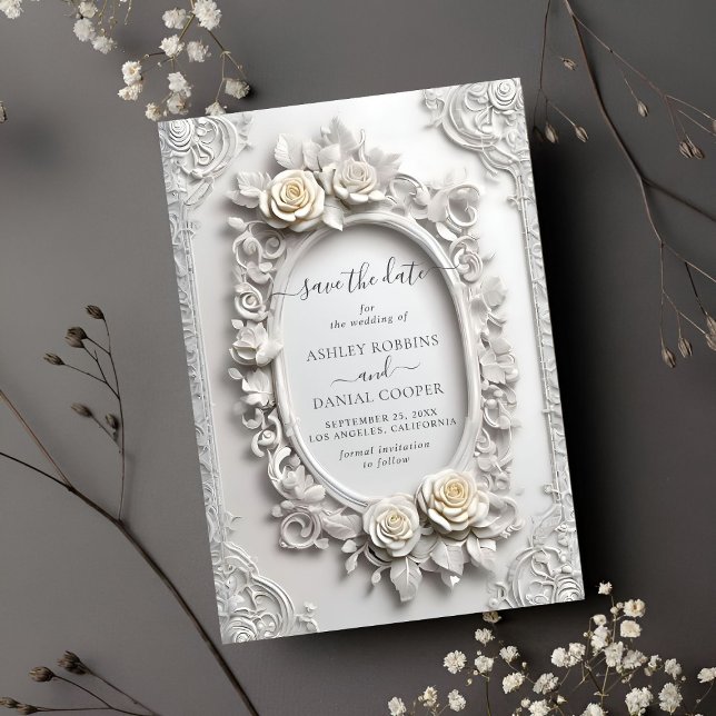 Elegant Art nouveau Ro Ram Spara datum Inbjudningar (Skapare uppladdad)