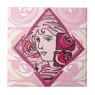 Elegant Art nouveau Ro Woman Kakelplatta