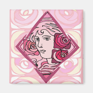 Elegant Art nouveau Ro Woman Magnet