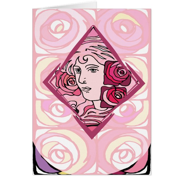 Elegant Art nouveau Ro Woman OBS Kort (Framsidan)